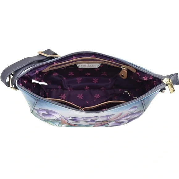 Anuschka Large Triple Compartment Hobo- Tranquil Pond - Picture 4 of 6